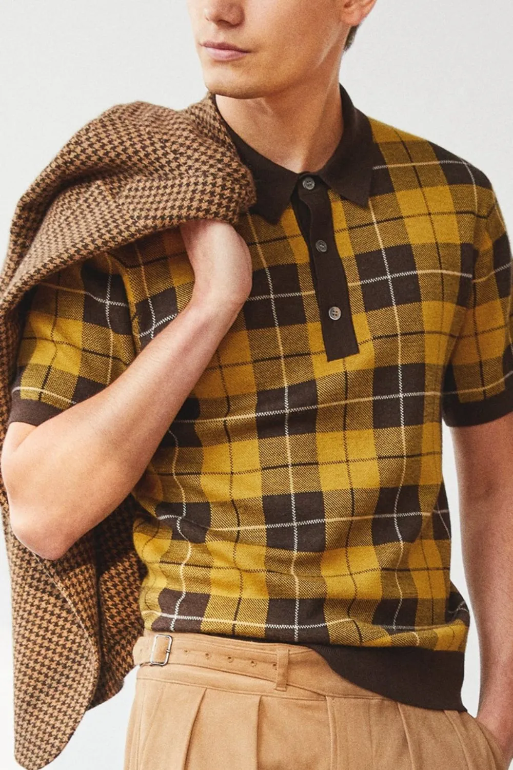 Men's Plus Size Plaid Short Sleeve Polo, image 2