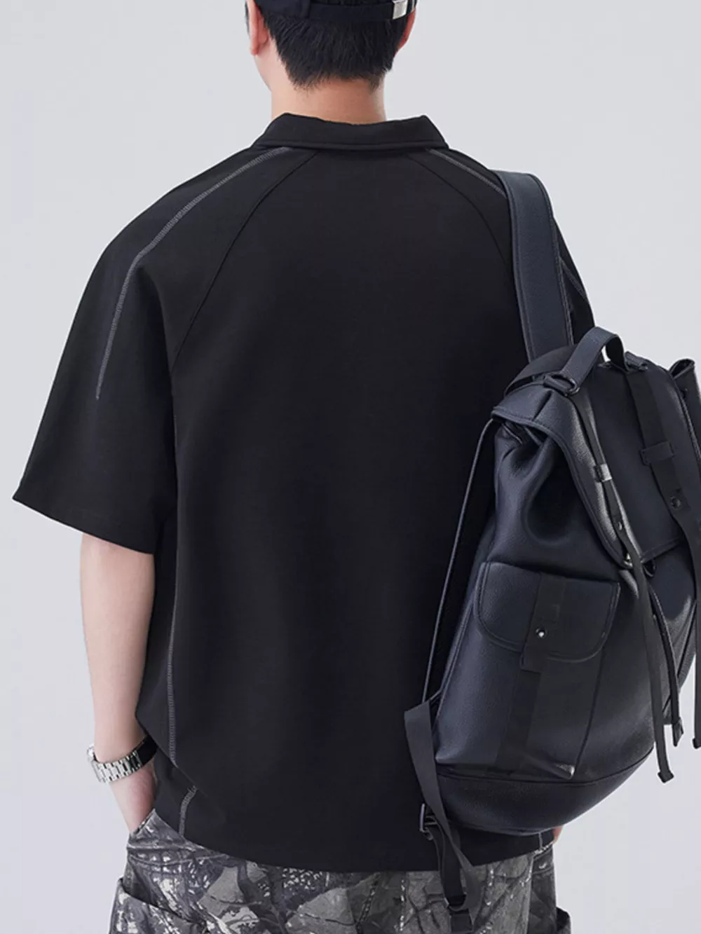 Men's Plus Size Button Detail Short Sleeve Polo, image 3