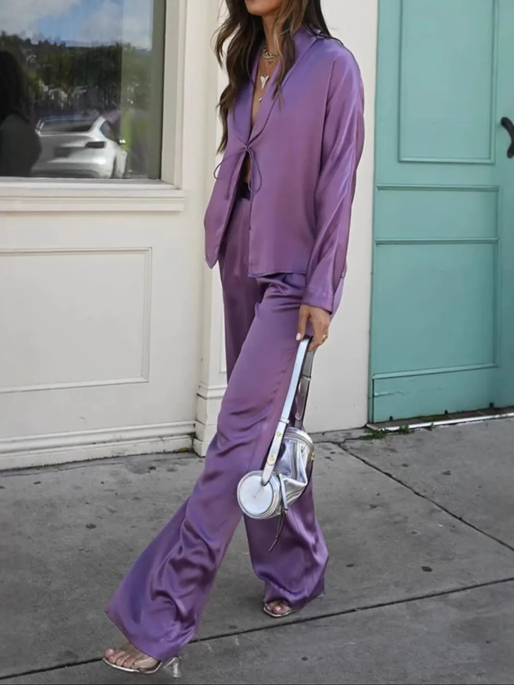 Open Front Tied Top and Pants Set, image 5