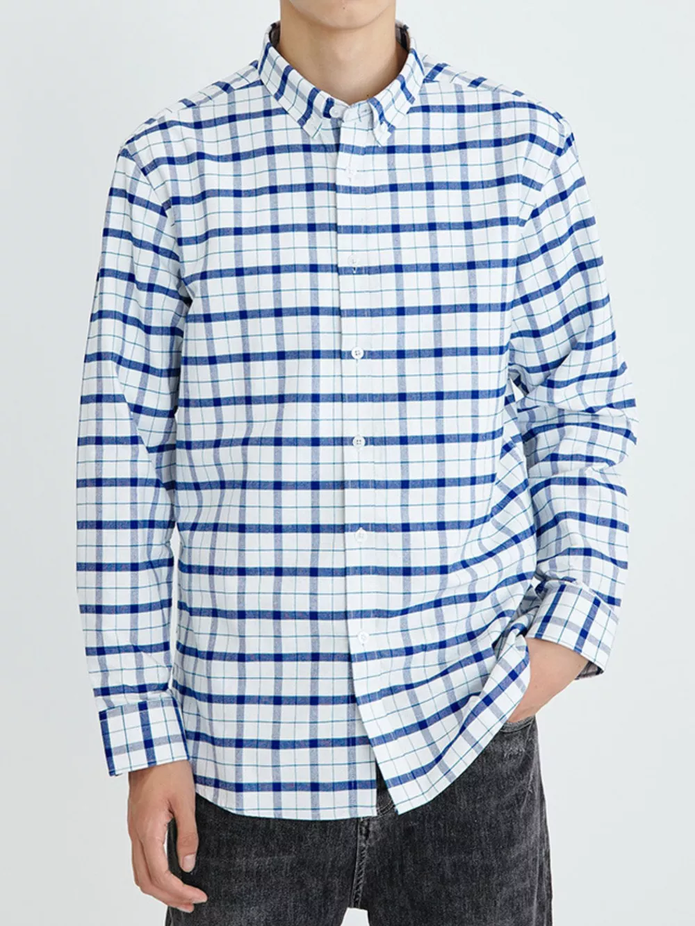Men's Full Size Plaid Long Sleeve Shirt Plus Size, image 2