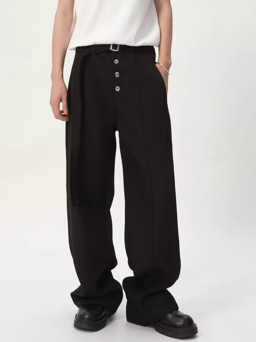 Men's High-Waisted Wide-Leg Pants