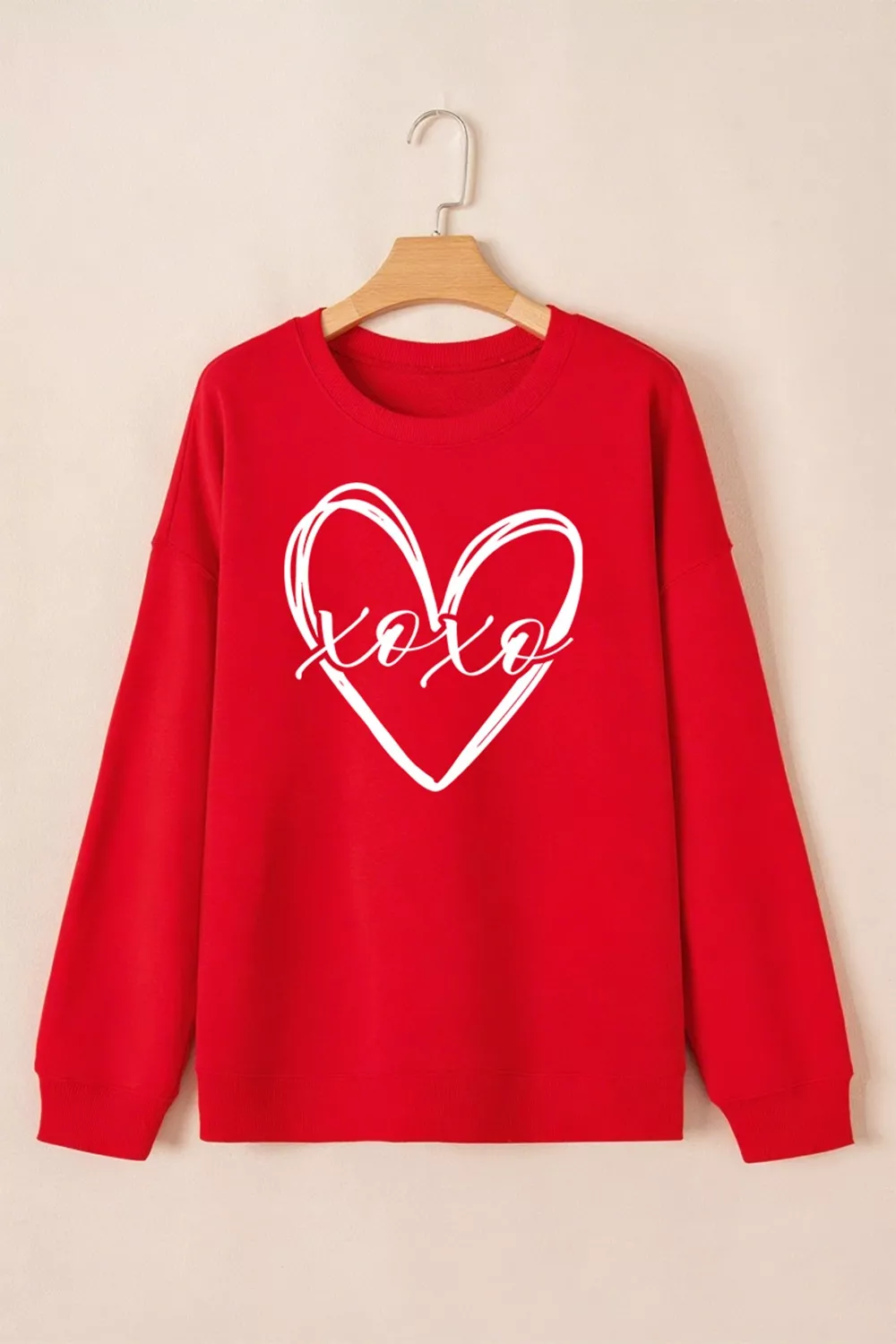 XOXO Valentines Heart Sketch Printed Pullover Sweatshirt, image 7