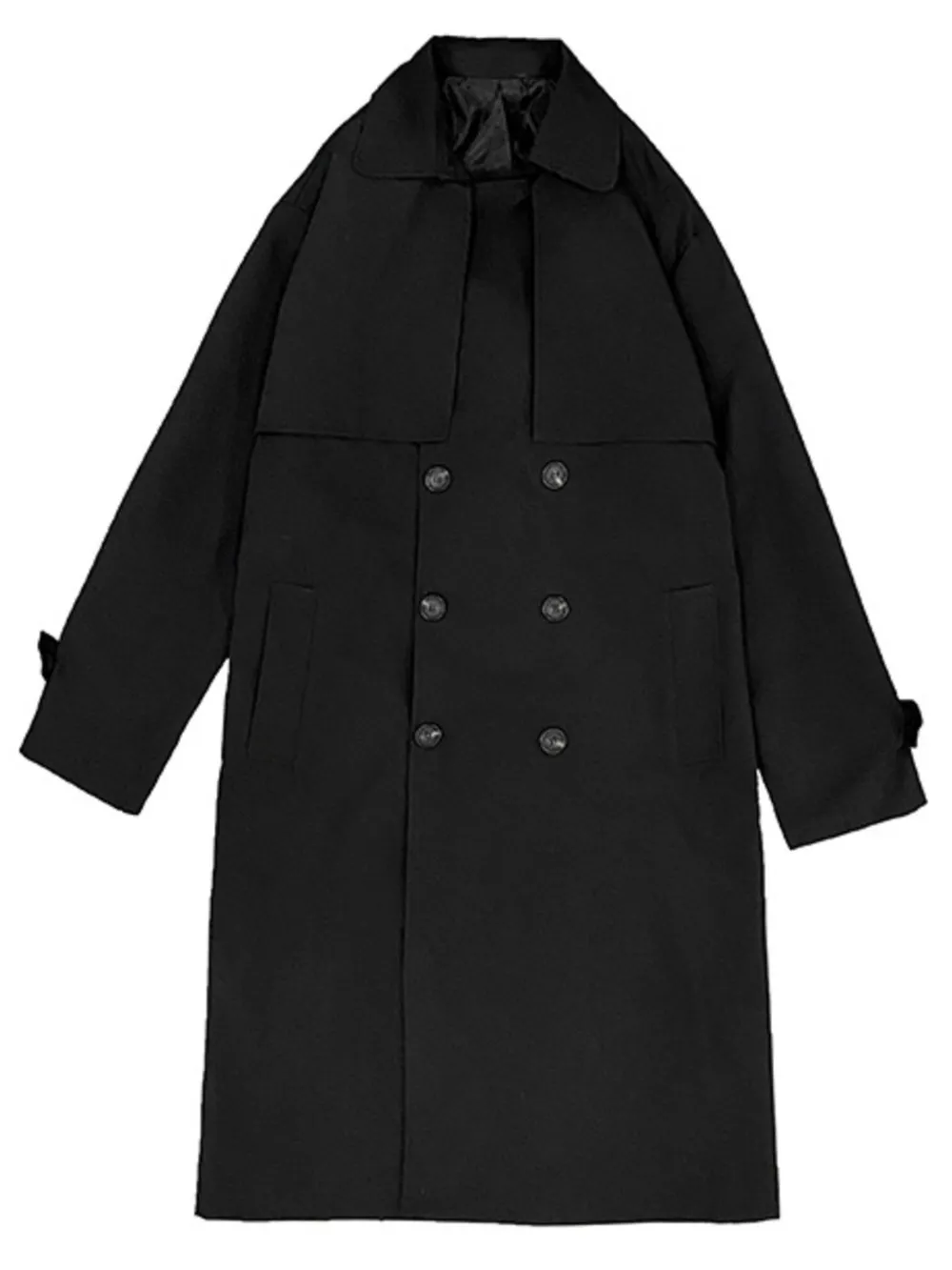 Men's Collared Neck Long Sleeve Double-Breasted Trench Coat, image 3