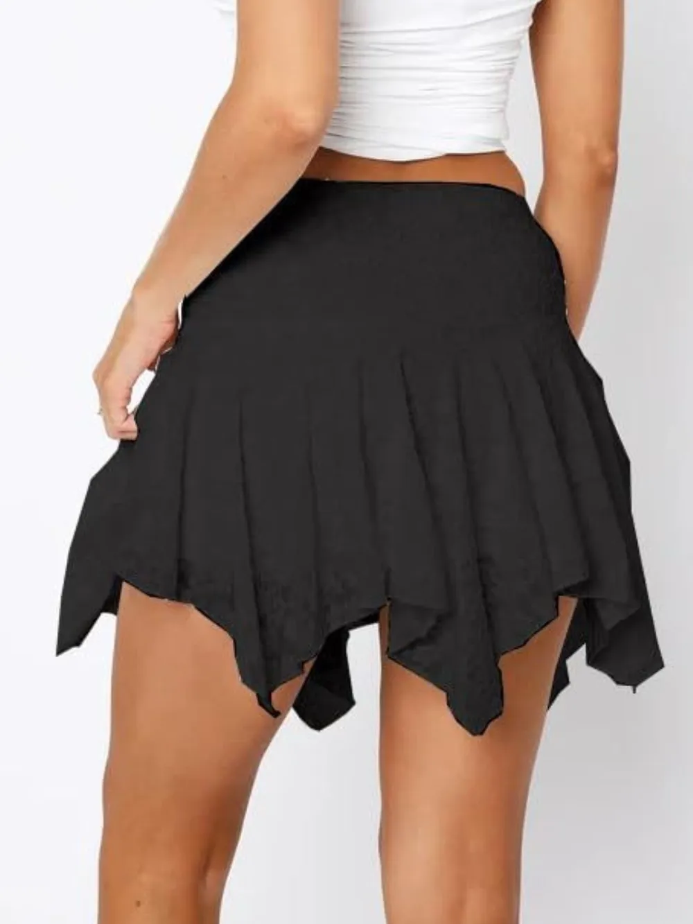 Asymmetric Hem Lace Ruffle Mini Skirt, image 2