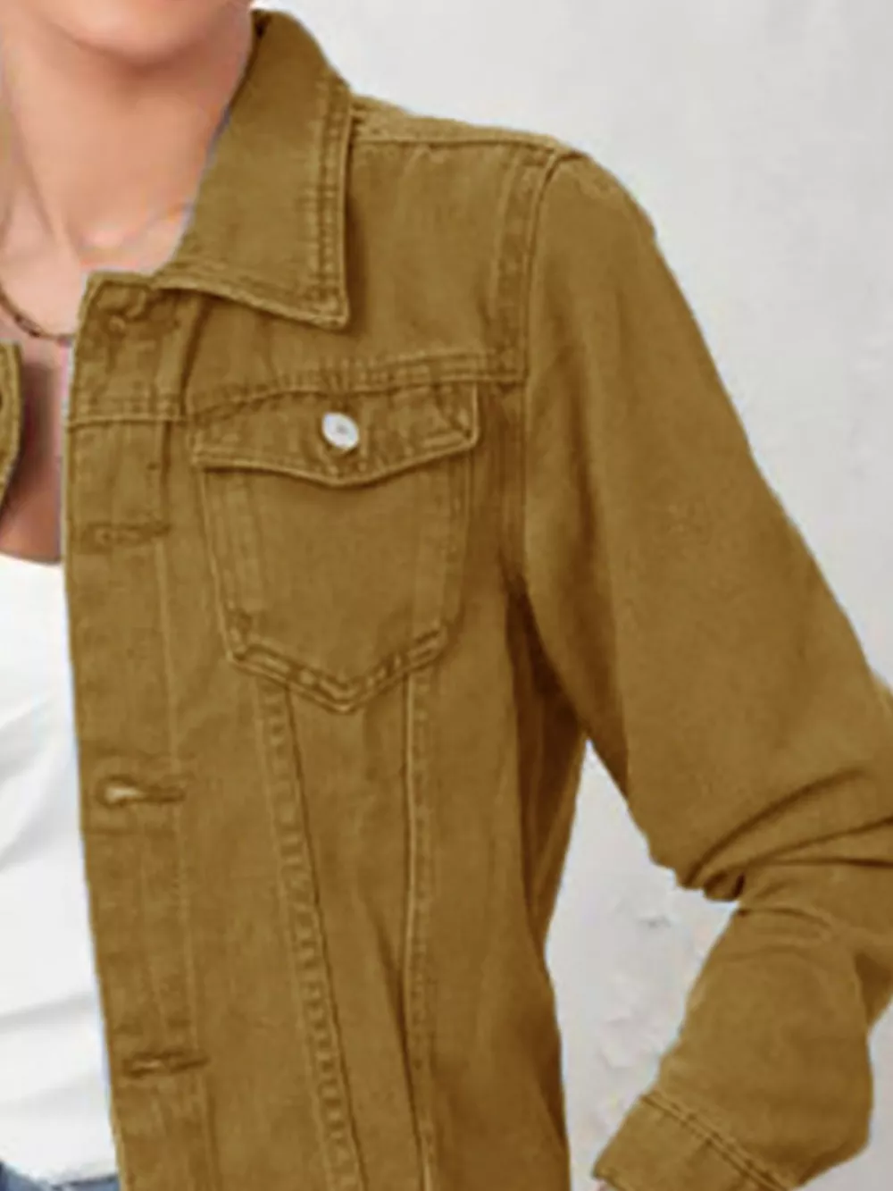 Button Up Long Sleeve Denim Jacket, image 9