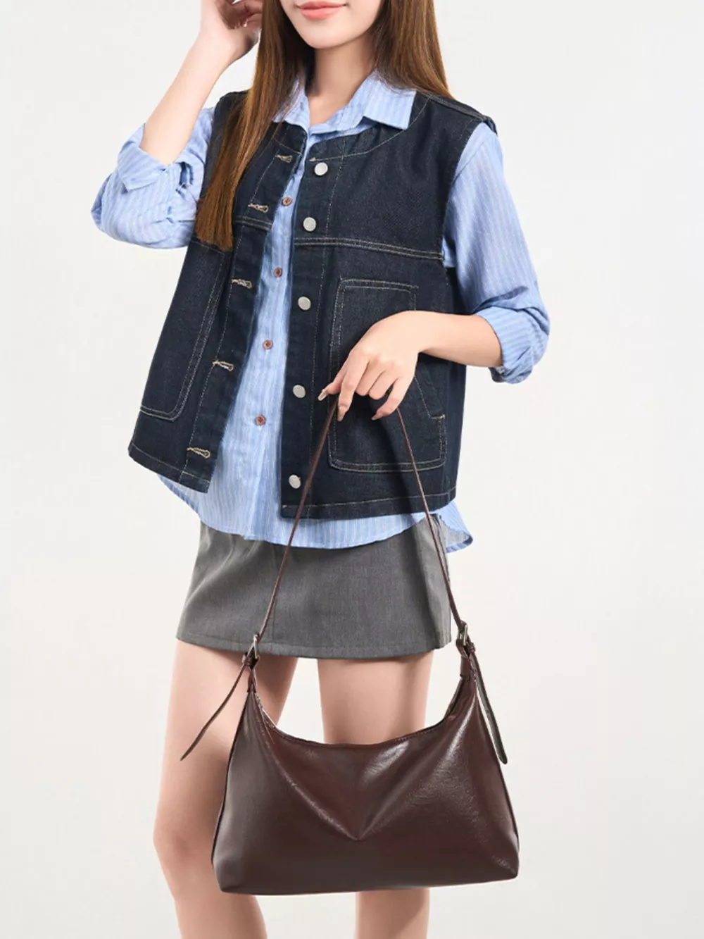PU Leather Hobo Crossbody Bag with Adjustable Strap, image 3