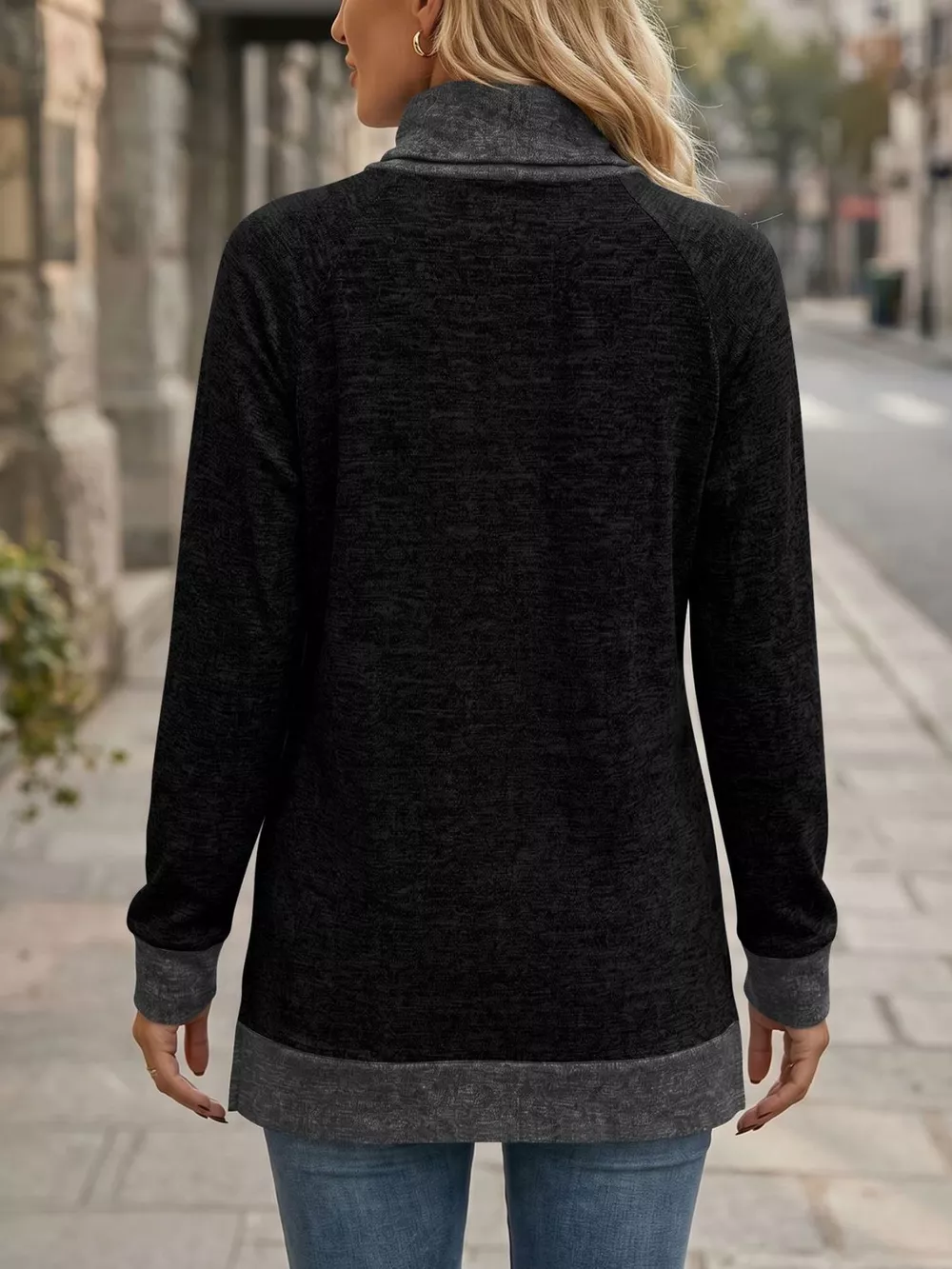 Turtleneck Raglan Sleeve T-Shirt, image 8