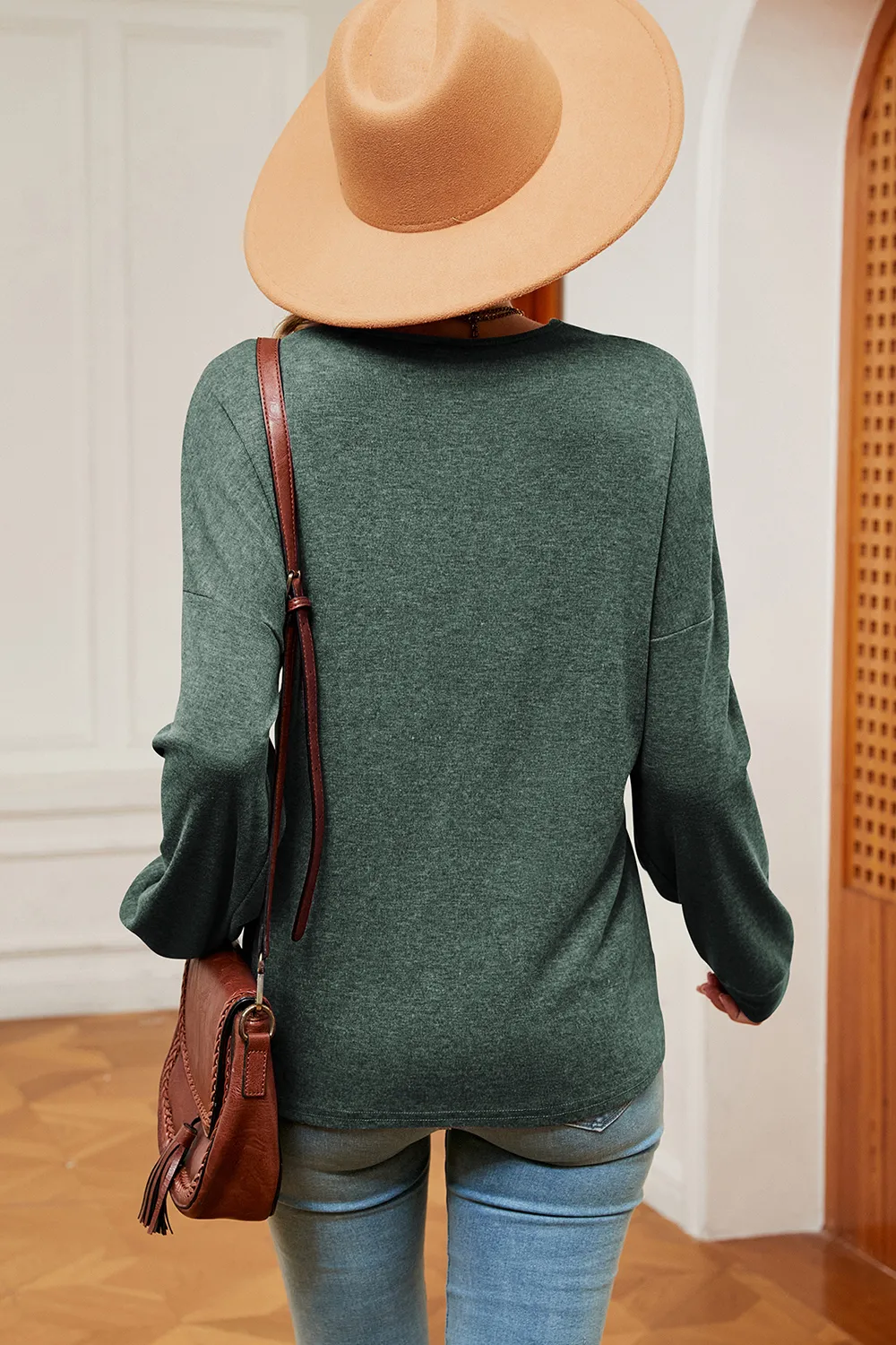 V-Neck Dropped Shoulder T-Shirt, image 8