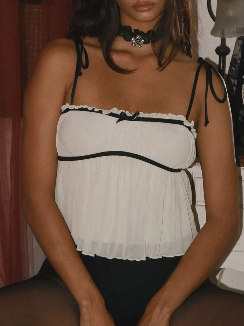Contrast Trim Tie Straps Cami, image 5