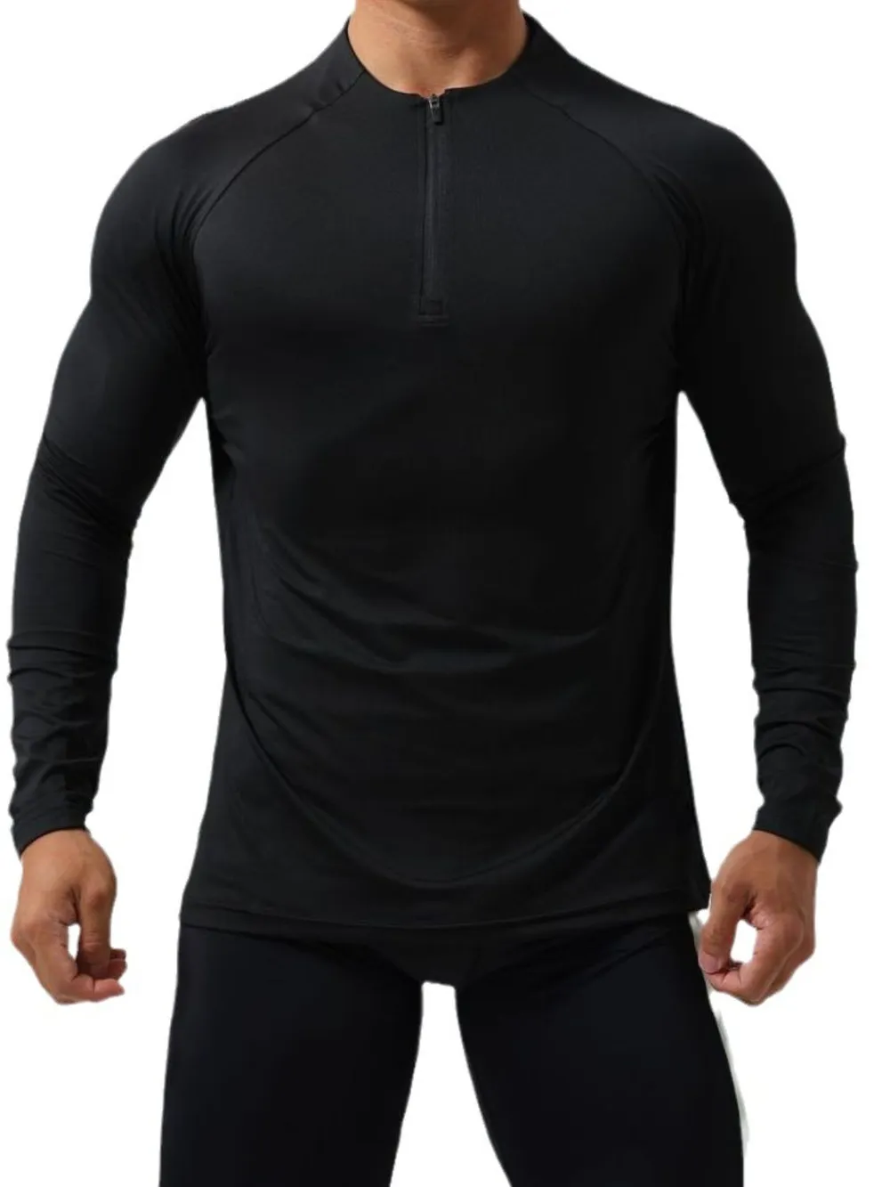 Men's Plus Size Quarter Zip Long Sleeve Top, image 6