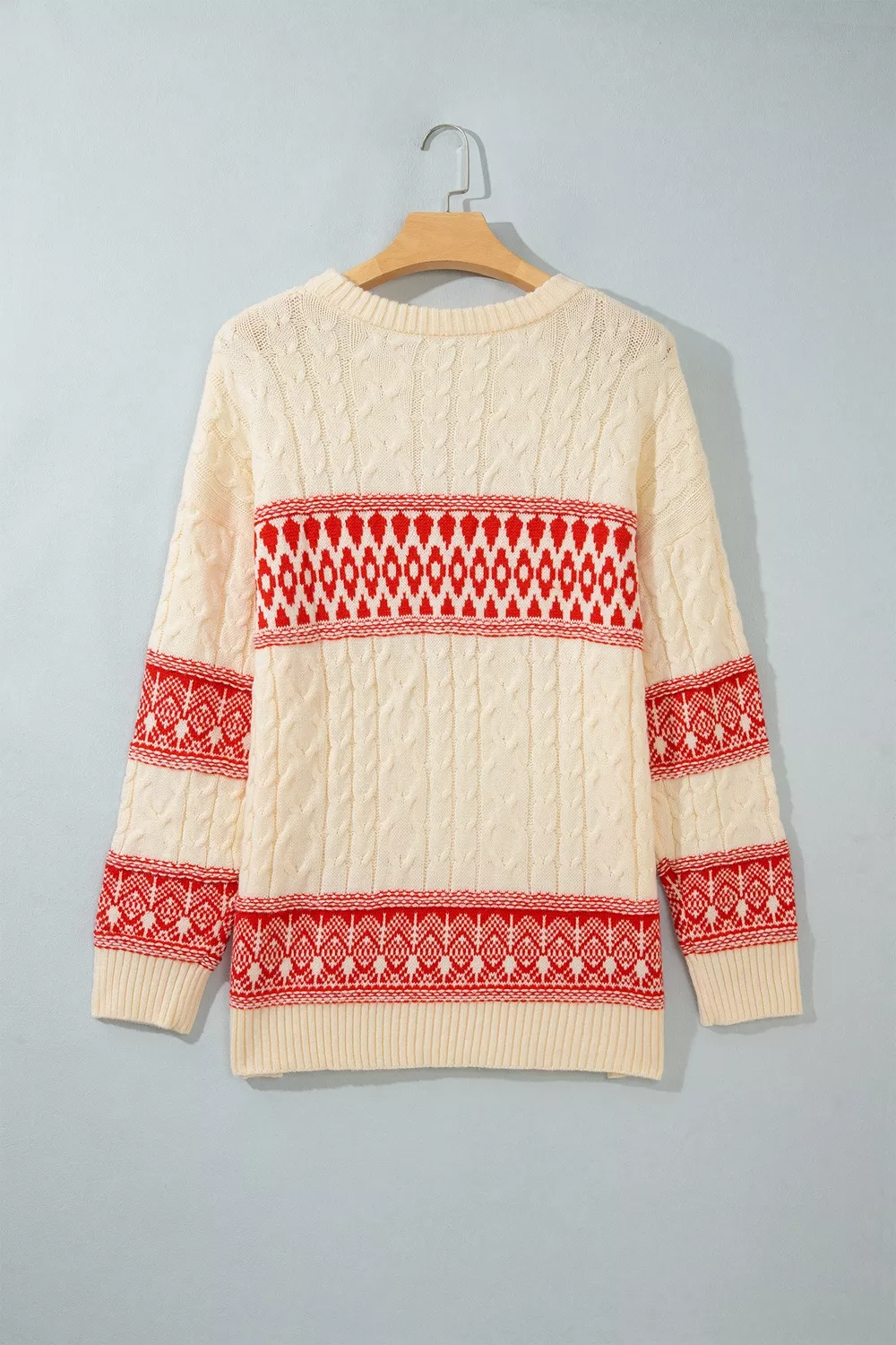 Western Print Round Neck Long Sleeve Shift Sweater, image 7