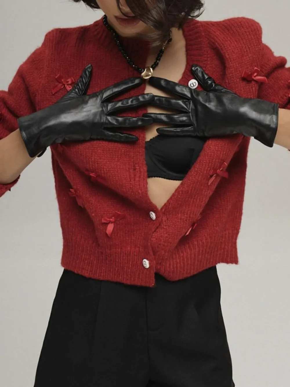 Bow Button Up Long Sleeve Cardigan, image 3