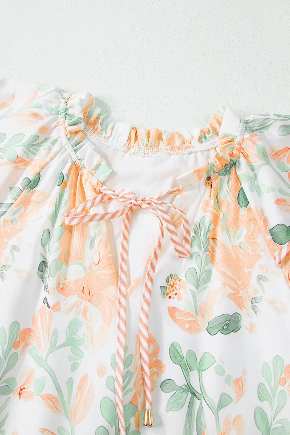 Floral Tie Neck Layered Short Sleeve Dress, image 12