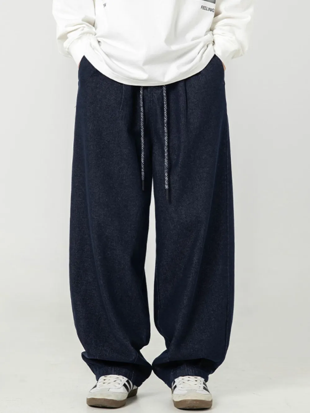 Men's Plus Size Drawstring Loose Fit Jeans, image 2