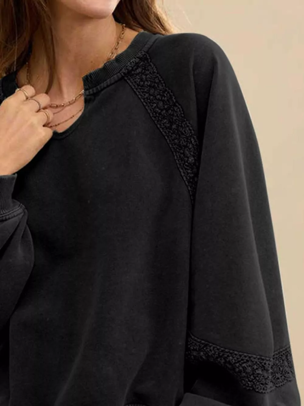 Notched Raglan Sleeve Sweatshirt, image 18