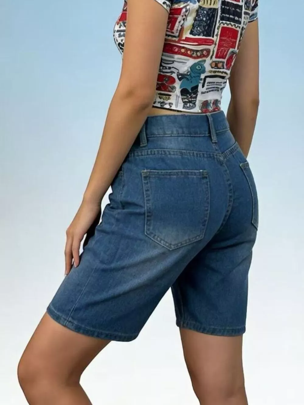 High Waist Denim Shorts, image 8
