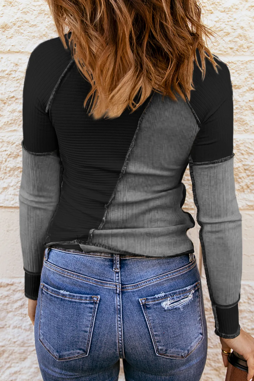 Color Block Round Neck Long Sleeve T-Shirt, image 18