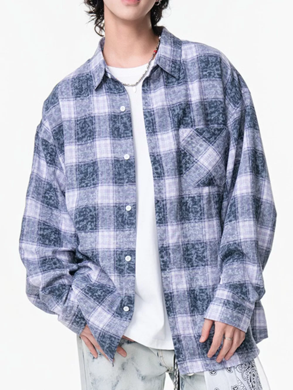 Men's Plus Size Plaid Button Up Long Sleeve Shirt, image 10