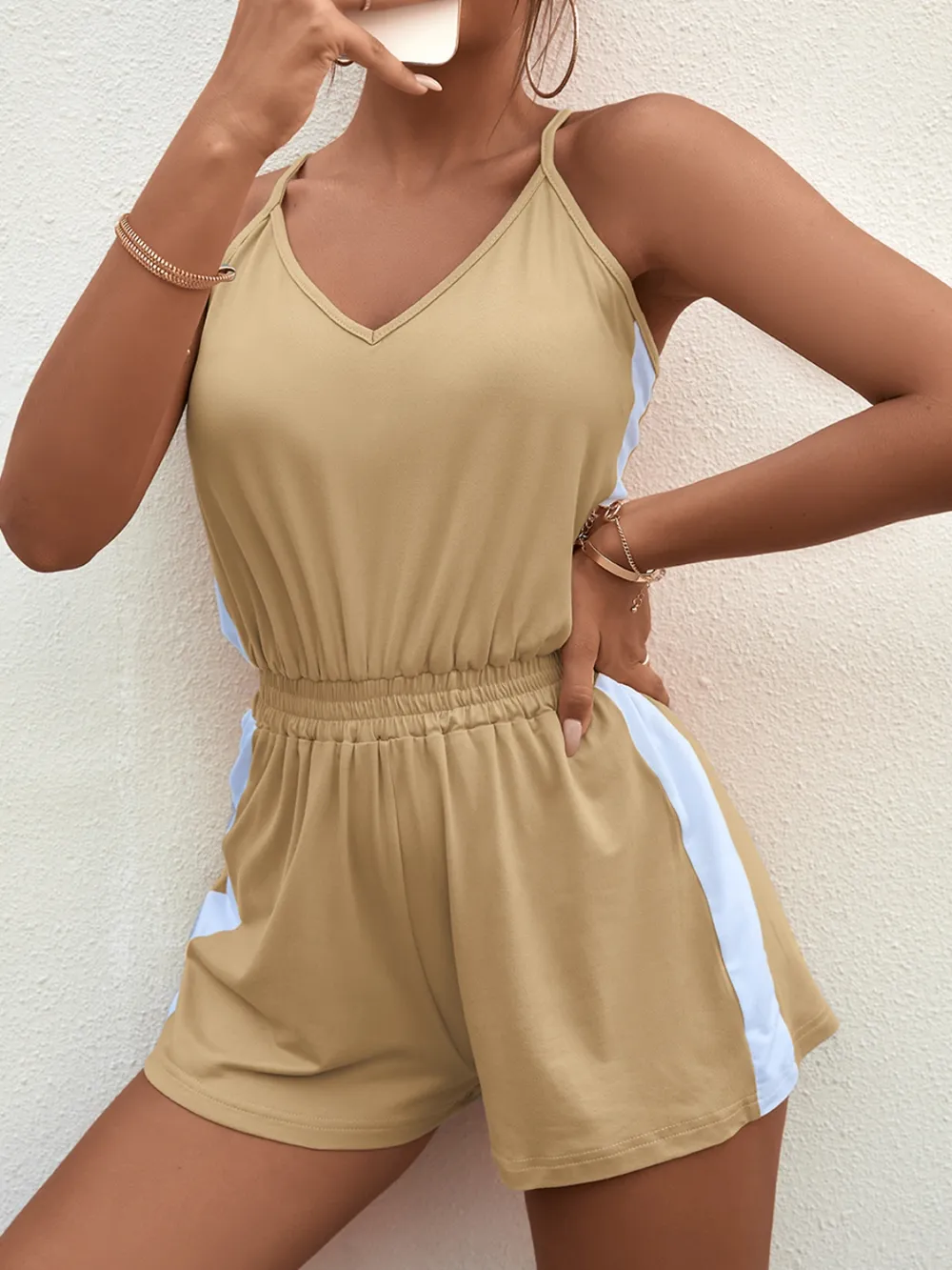 Spaghetti Strap V-Neck Romper, image 11