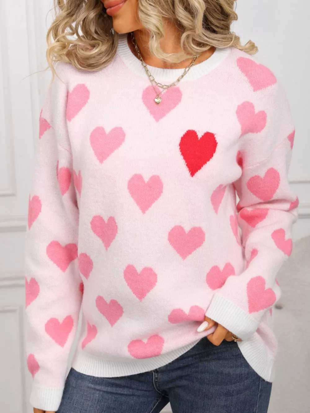 Valentine's Day Heart Crew Neck Sweater, image 6