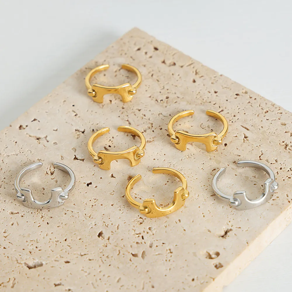 18K Gold-Plated Irregular Open Ring, image 7