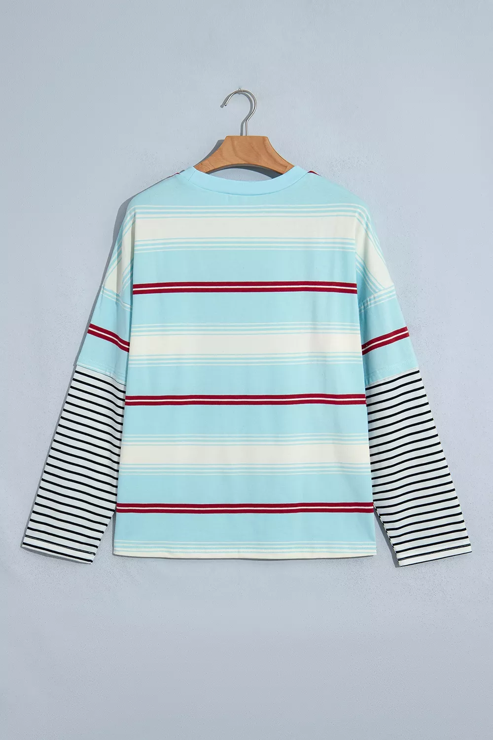 Stripe Casual Striped Patchwork Long Sleeve Loose Pullover Top, image 3