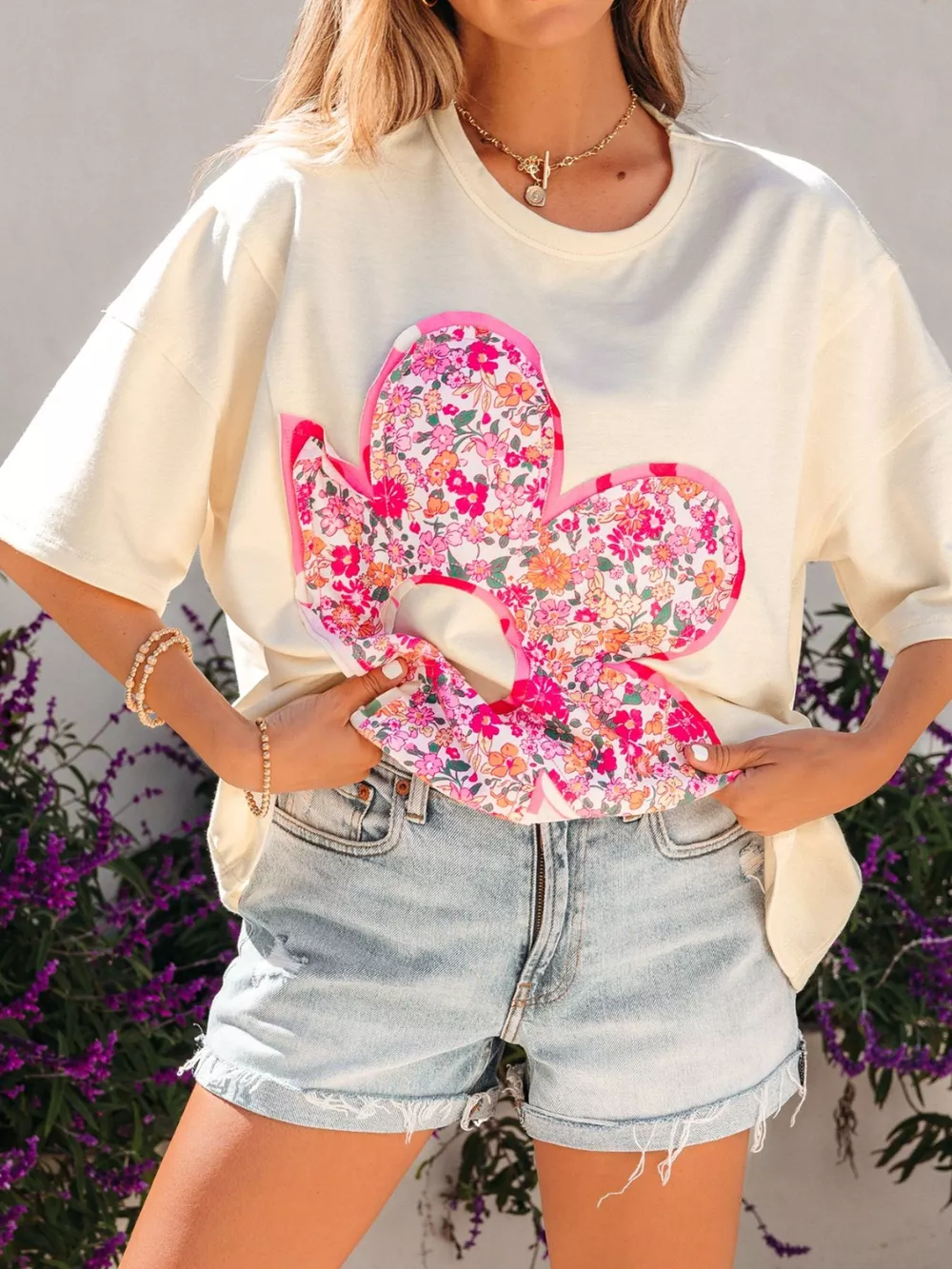 Floral Half Sleeve Oversized Top, image 9