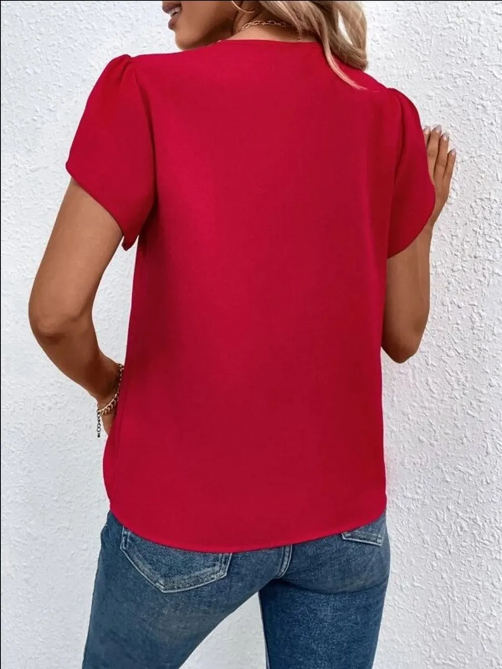 V-Neck Petal Sleeve Blouse, image 8