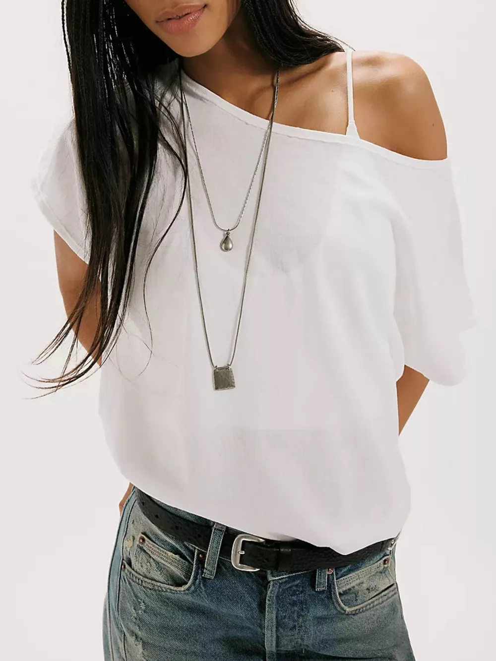One Shoulder Solid Color T-Shirt, image 3