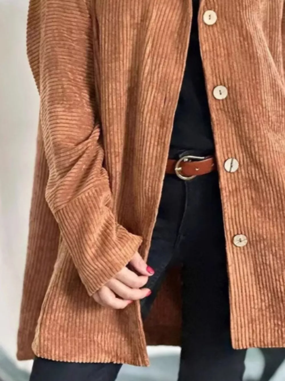Full Size Corduroy Button Up Hooded Jacket Plus Size, image 10