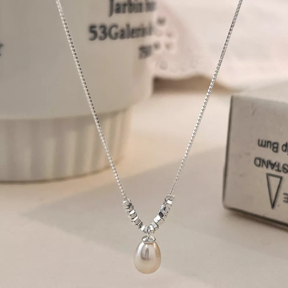 925 Sterling Silver Pearl Drop Necklace, image 4