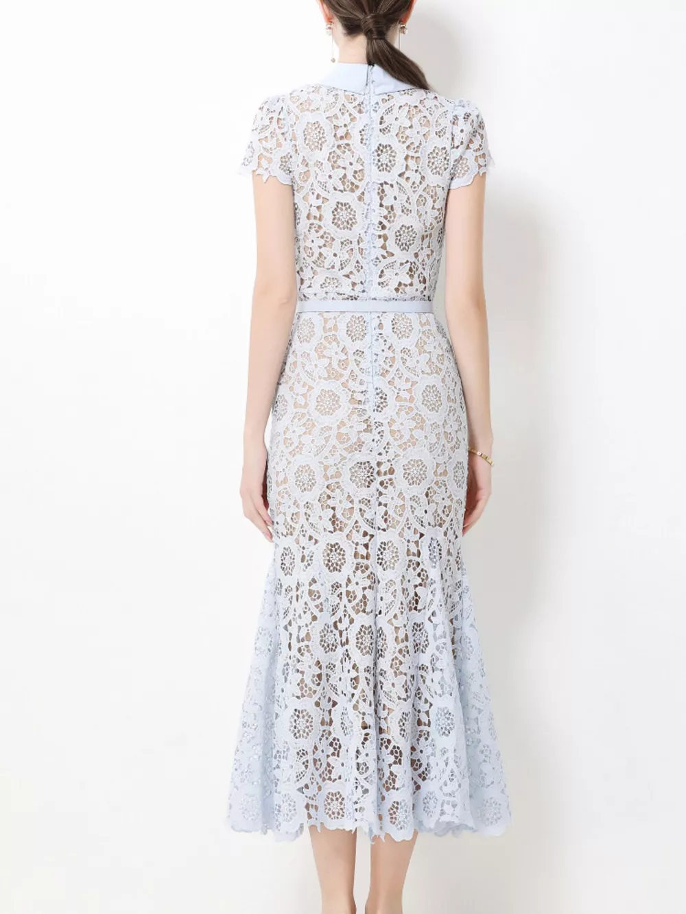 Lace Short Sleeve Midi Dress, image 5