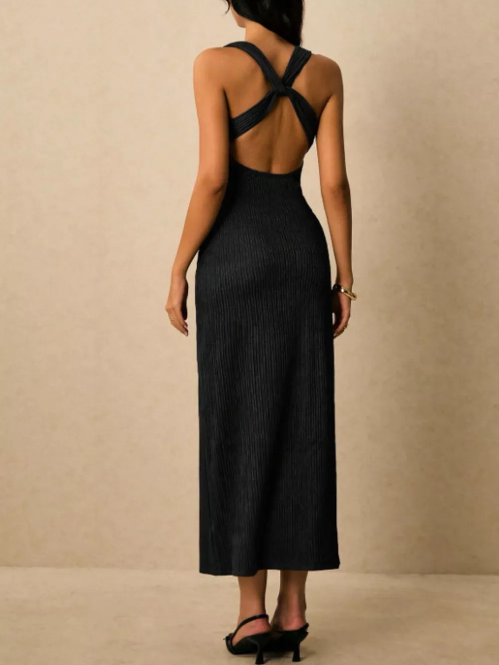 Sleeveless Ribbed Knit Midi Dress, image 13