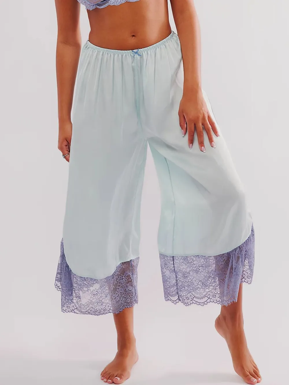 Lace Detail Wide Leg Pants, image 5