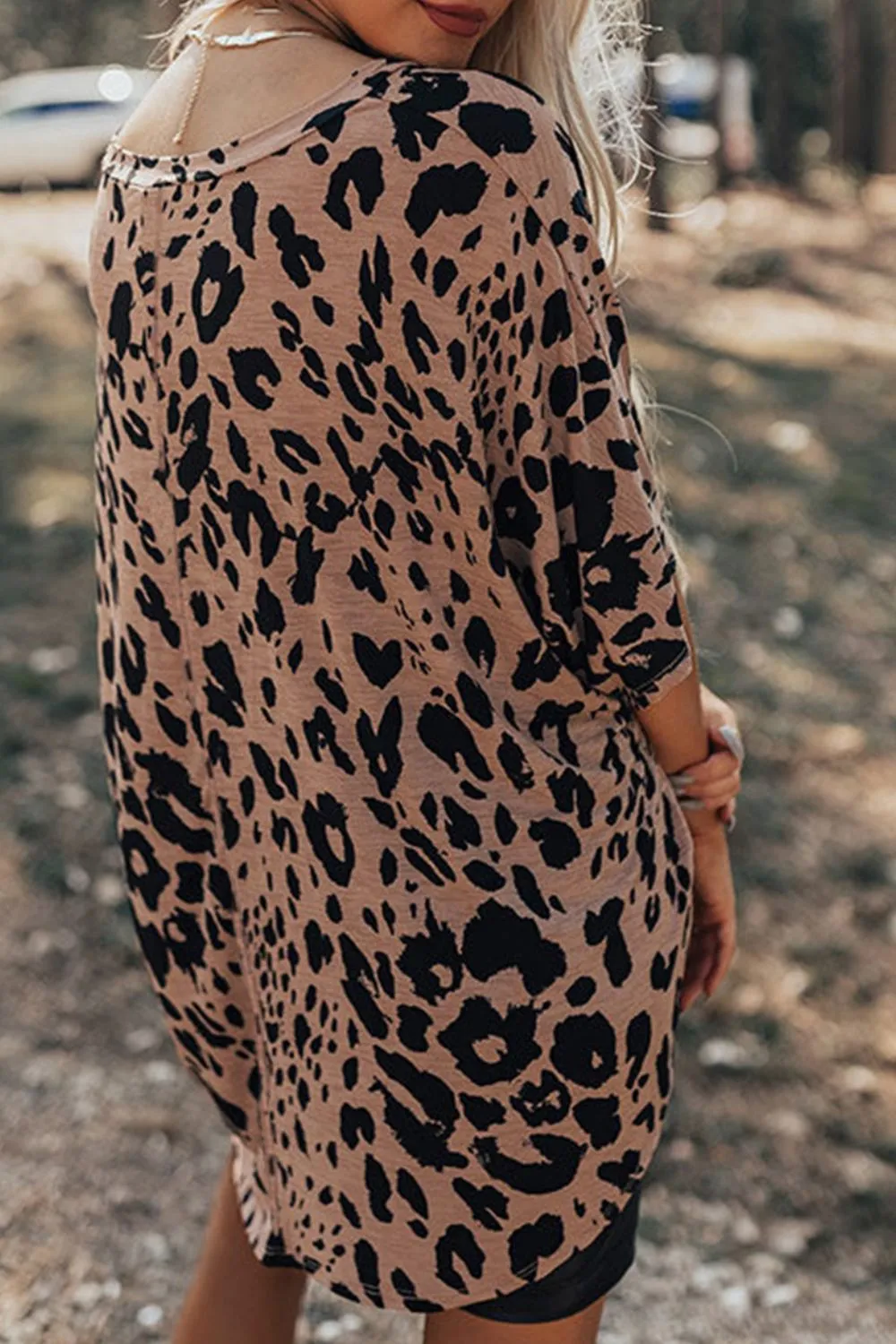 Leopard V-Neck Half Sleeve T-Shirt, image 6