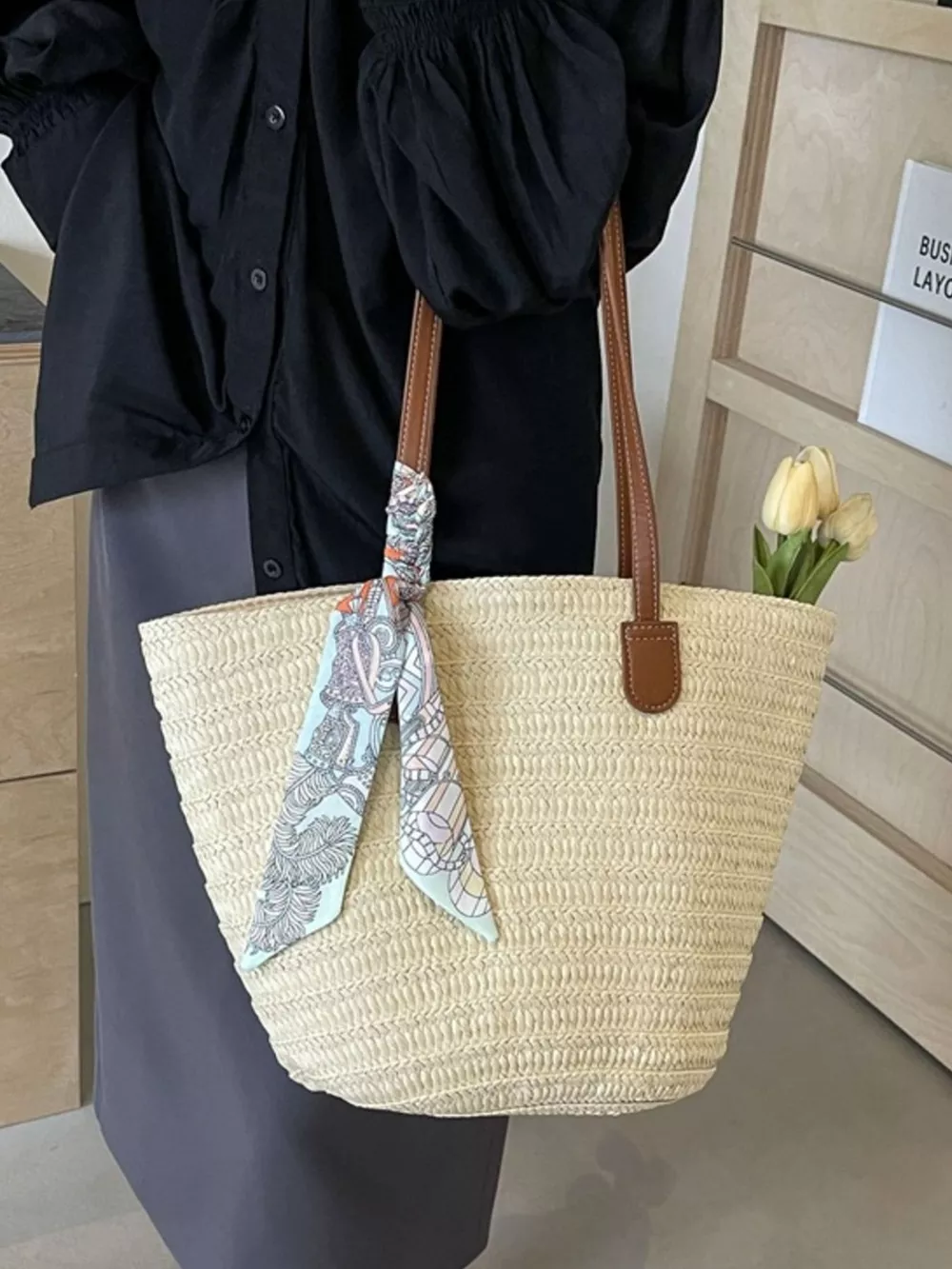 Straw Woven Shoulder Bag, image 5