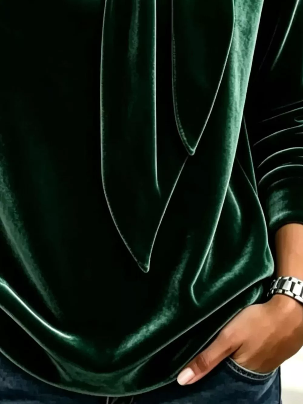 Velvet Tie Front Long Sleeve Sweatshirt, image 15