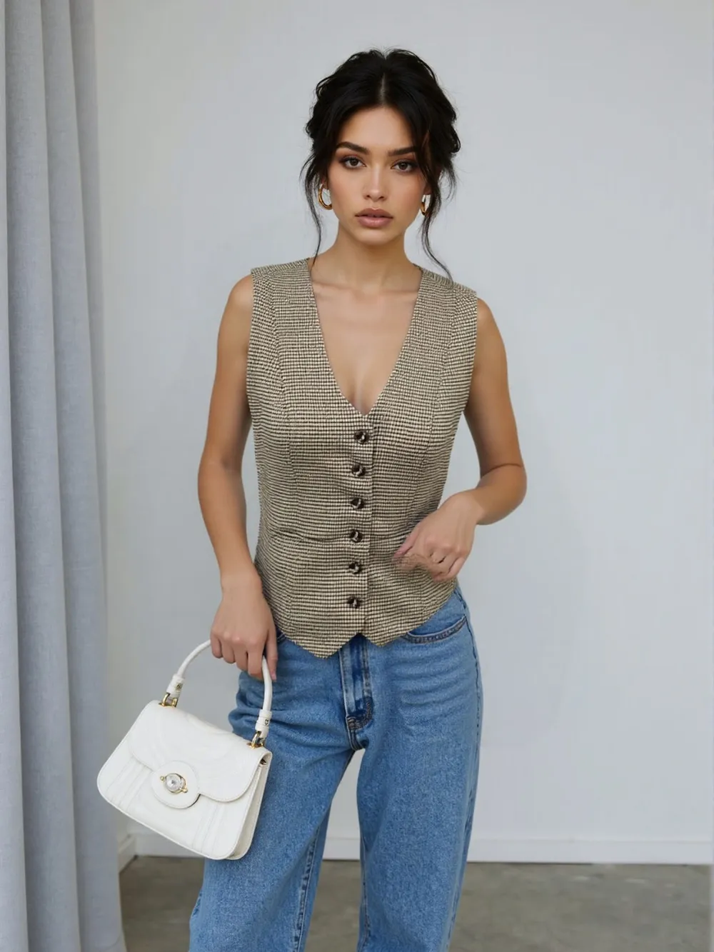 Plaid Button Down Vest, image 3