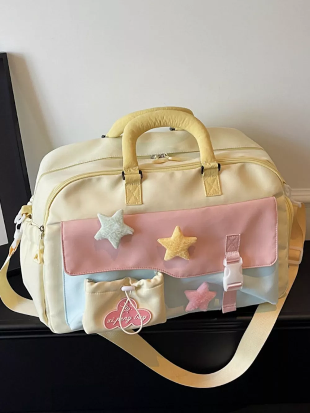 Color Block Star & Cloud Embellished Travel Bag, image 9