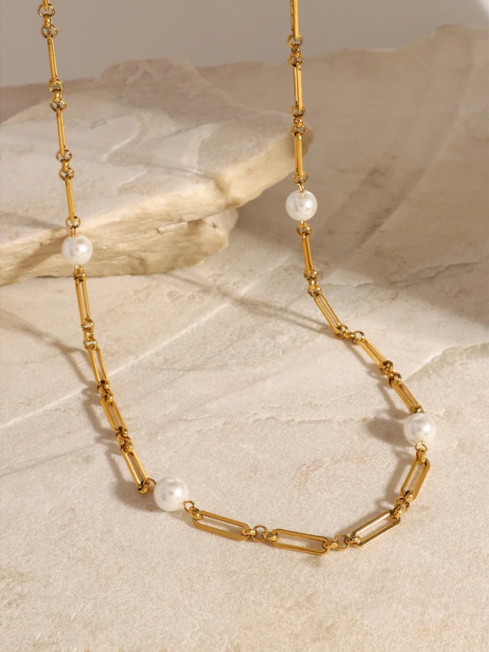 Stainless Steel Pearl Chain Necklace, image 11