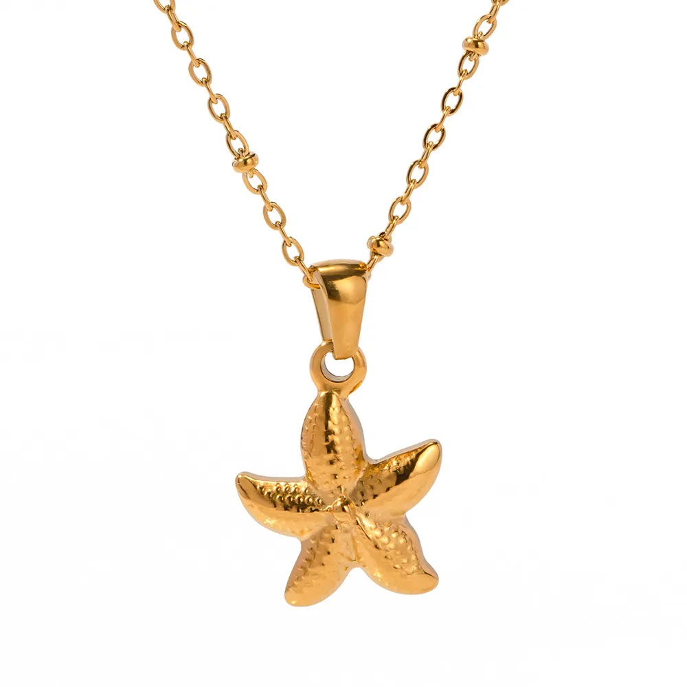 18K Gold Plated Starfish Pendant Necklace, image 4