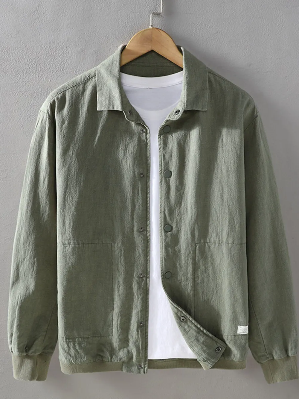 Men's Plus Size Button Up Long Sleeve Shacket, image 2