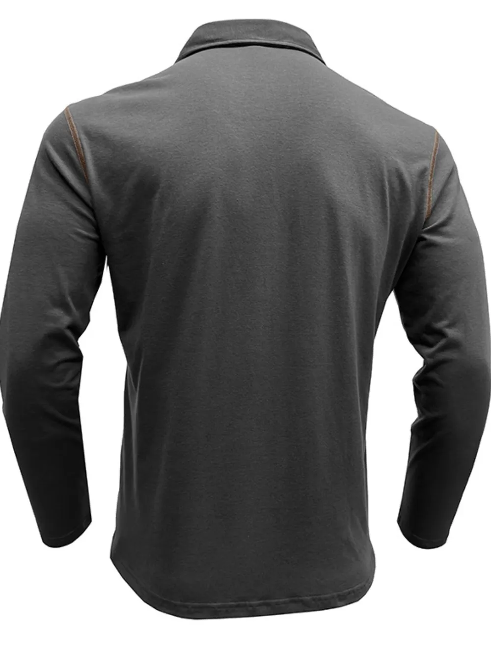 Men's Long Sleeve Polo Shirt with Contrast Stitching, image 3