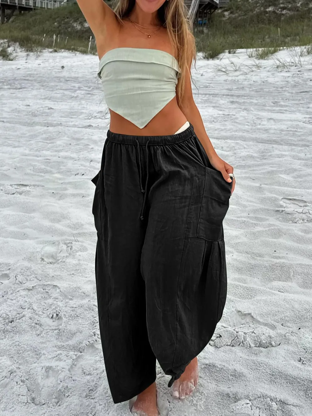Full Size Drawstring Pants with Pockets Plus Size