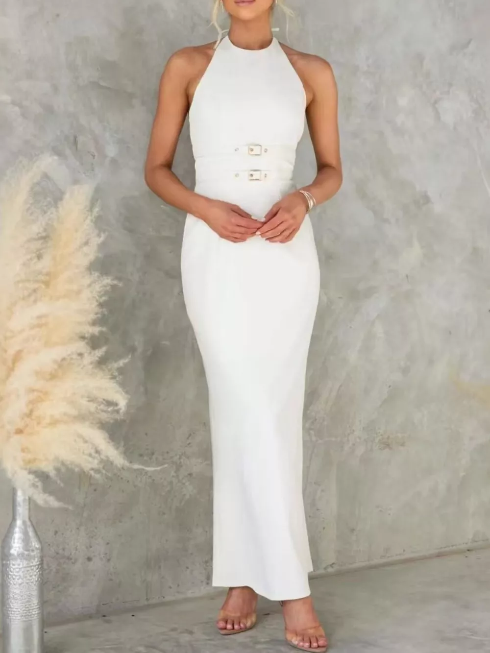 Slit Back Halter Neck Maxi Dress, image 2