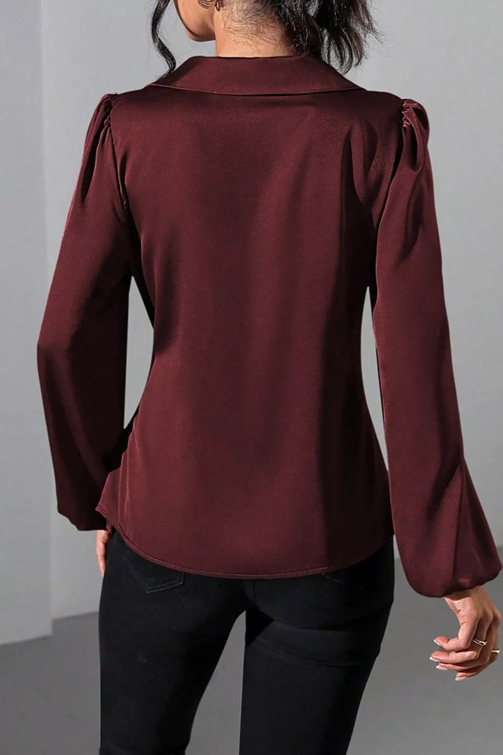 Satin Tied Detail Long Sleeve Blouse, image 10