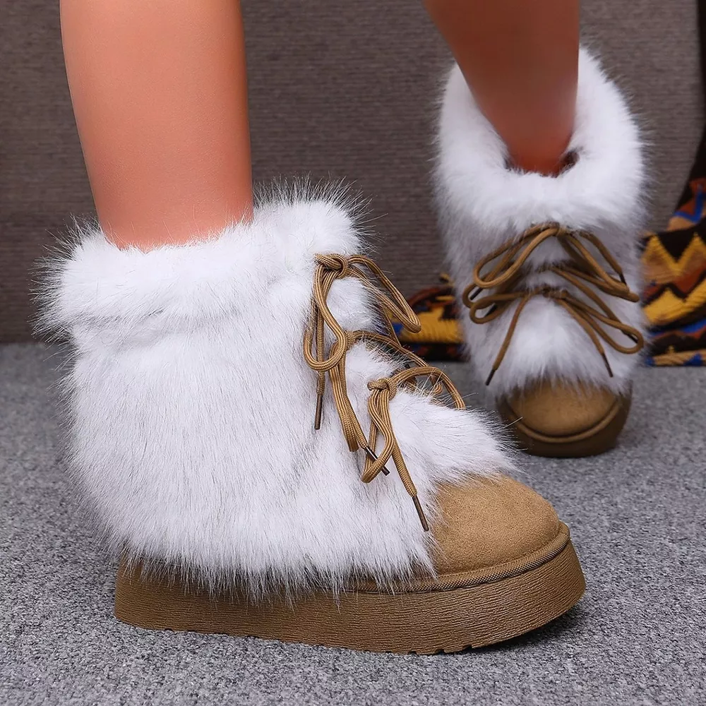 Winter Faux Fur Trimmed Lace-Up Boots, image 5
