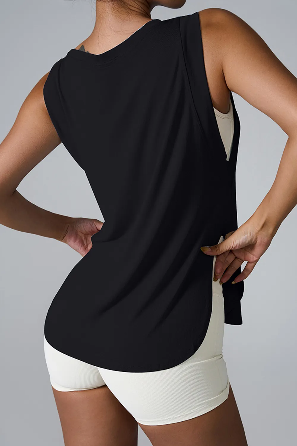 Slit Round Neck Active Tank, image 12