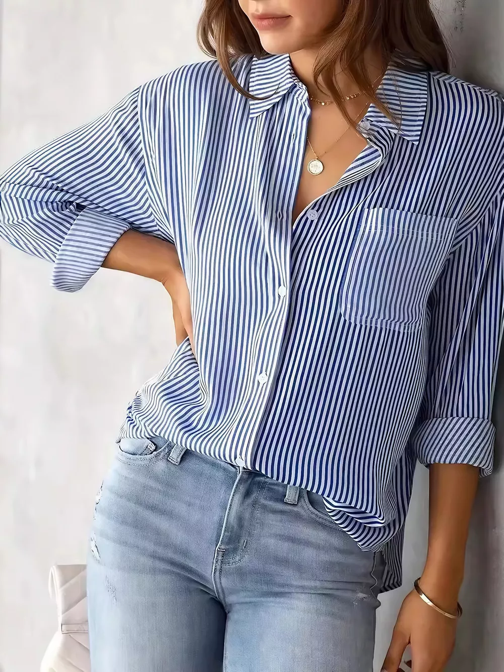 Classic Striped Button-Down Shirt, image 2