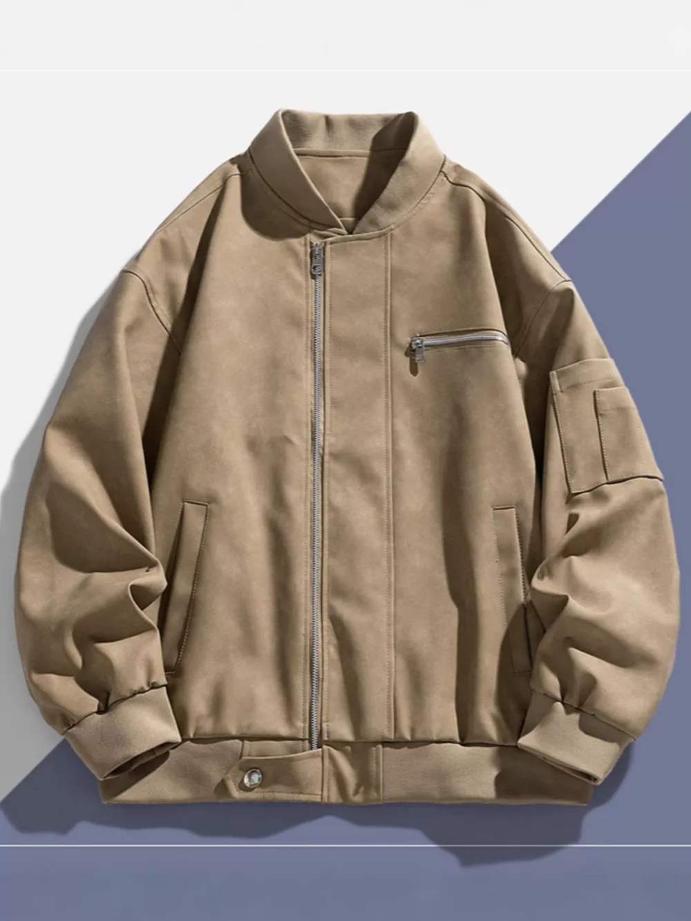 Men's Plus Size Zip Up Bomber Jacket, image 4
